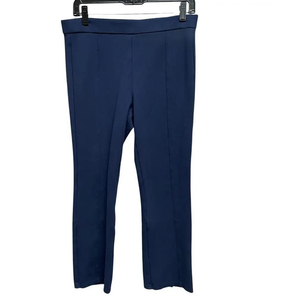 Tory Burch Navy Gold Button Accent Pull On Cropped Pant Womens Medium